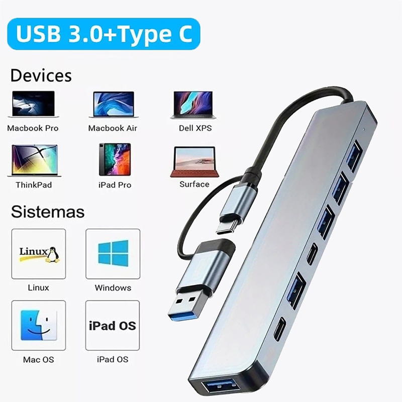 2 In 1 USB3.0 Hub 7 Port Type  - Laptop Accessories And Gadgets recension och pris
