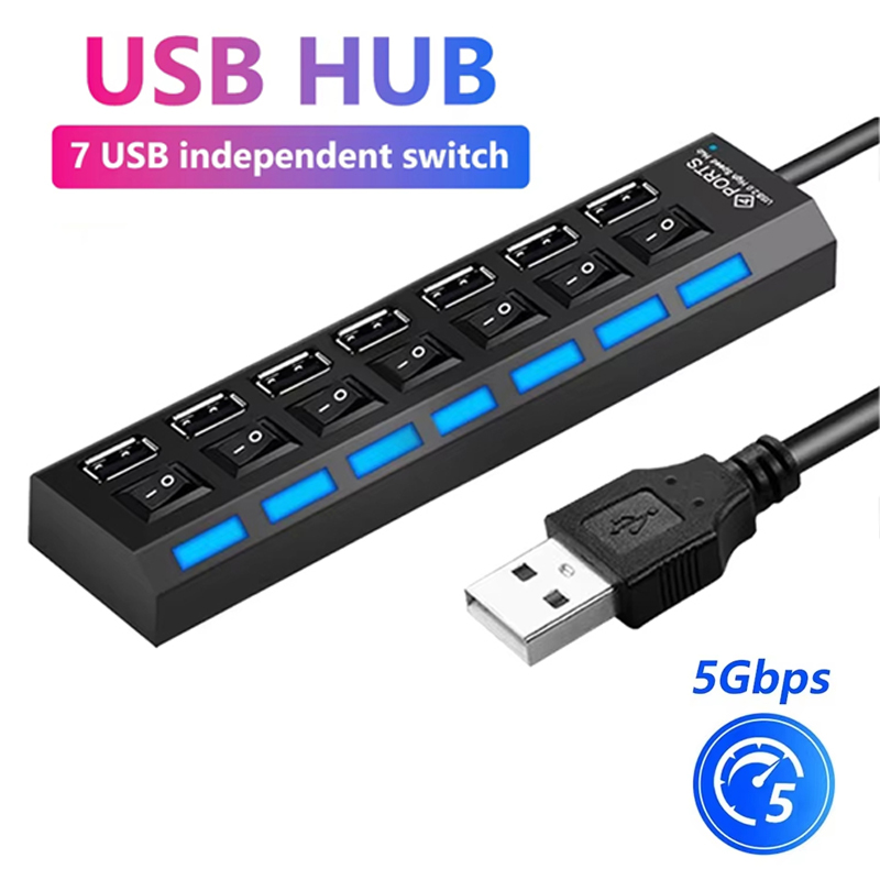 7 Port USB 2.0 Hub Splitter Fo - Laptop Office Accessories recension och pris